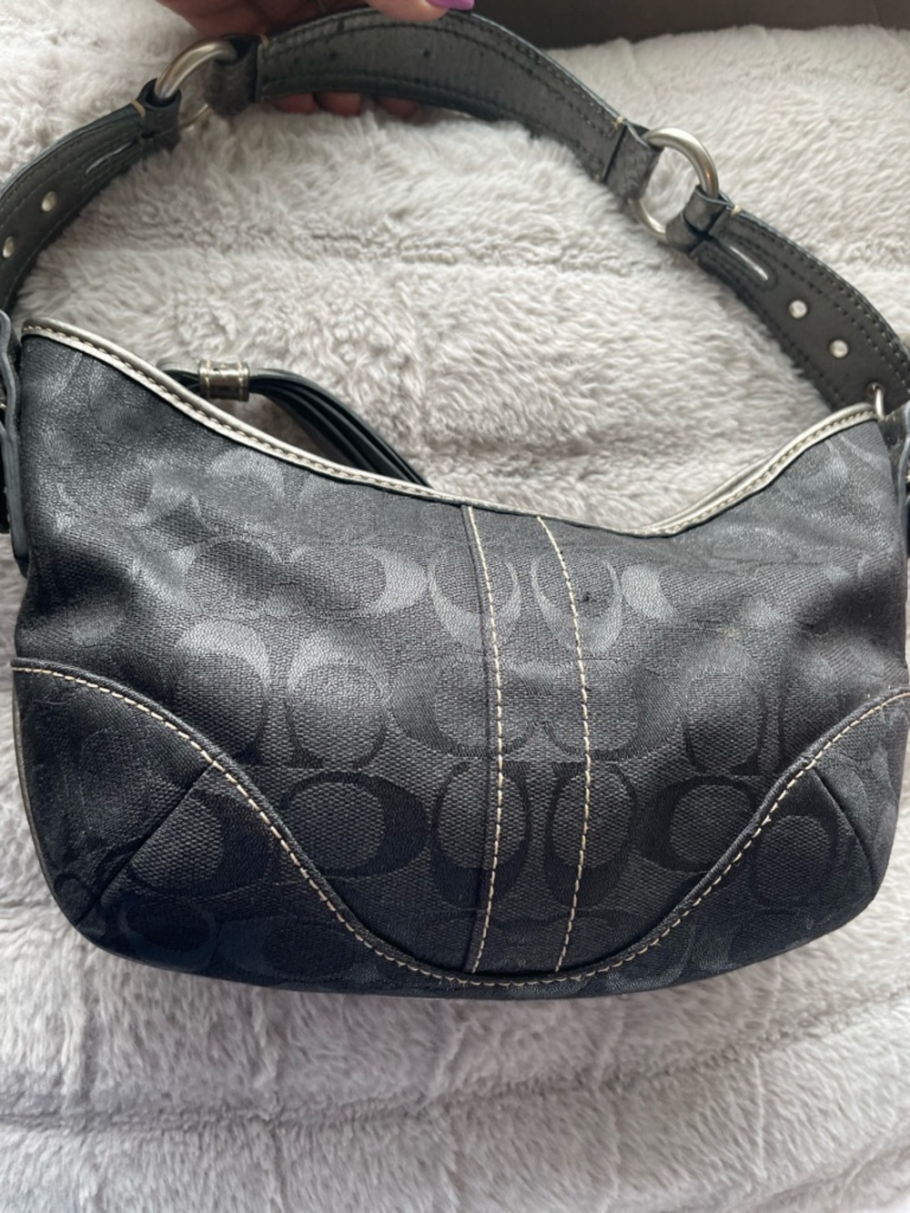 Coach Y2K Black Signature Python Mini Shoulder Bag with Silver Accents - Picture 2 of 9
